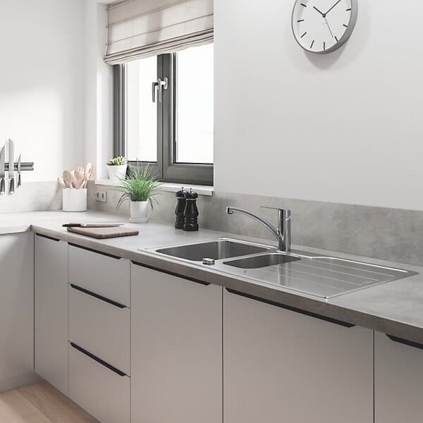 GROHE - Robinet de cuisine bec bas Start 2021 chromé + microfibre - large