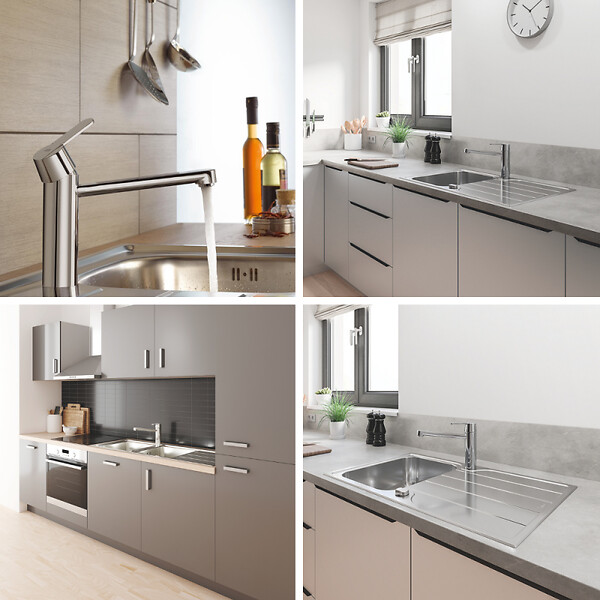 GROHE - Robinet de cuisine Get chromé + nettoyant Grohclean - large