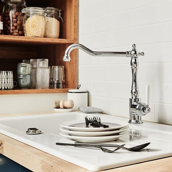 JACOB DELAFON - Mitigeur cuisine bec haut Cleo chrome + Nettoyant Briochin - large