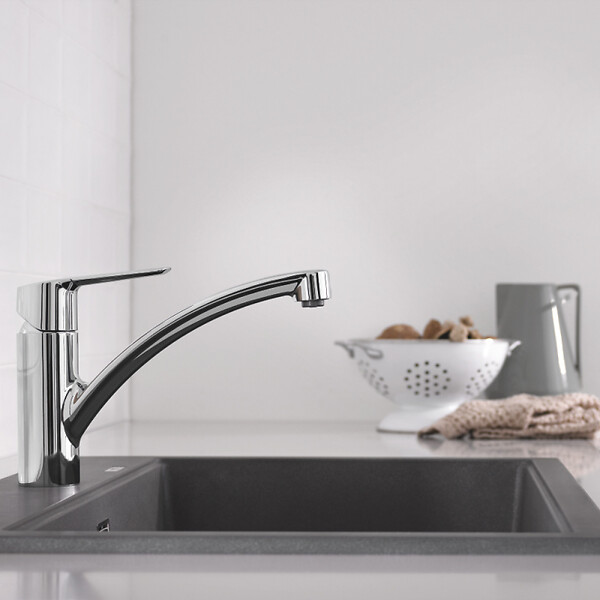 GROHE - Robinet de cuisine bec bas Start 2021 chromé + nettoyant GrohClean - large