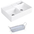 VILLEROY ET BOCH - Evier timbre d'office  Tradition 89,5 x 63 céramique vidage auto blanc + Panier vaiselle - vignette