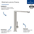 VILLEROY ET BOCH - Evier  Architectura 60 vidage auto + Robinet de cuisine Finera Acier Massif - vignette