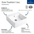 VILLEROY ET BOCH - Evier timbre office  Tradition Blanc CeramicPlus avec vidage automatique - vignette