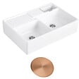VILLEROY ET BOCH - Evier timbre d'office  Tradition 89,5 x 63 céramique vidage manuel blanc + Cache bonde bronze - vignette