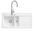 VILLEROY ET BOCH - Evier  Subway Pure 60 égouttoir à droite vidage auto + Robinet de cuisine Umbrella Flex Acier Massif - vignette