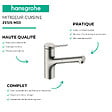 HANSGROHE - Evier 1 bac 980 S52 synthèse noir + robinet de cuisine avec douchette Zesis M33 150 2 jets aspect acier inox - vignette
