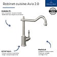 VILLEROY ET BOCH - Evier  Timbre d'office Tradition 2 cuves vidage auto + Robinet de cuisine Avia 2.0 Bronze - vignette