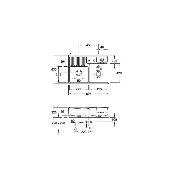 VILLEROY ET BOCH - Evier  Timbre d'office Tradition 2 cuves vidage auto + Robinet de cuisine Avia 2.0 Bronze - large