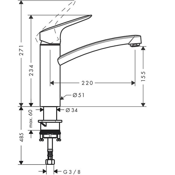 HANSGROHE - Evier 1 bac 840 S52 synthèse noir + robinet de cuisine Logis M31 120 chromé - large