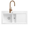 VILLEROY ET BOCH - Evier  Subway Pure 60 égouttoir à droite vidage auto + Robinet de cuisine Umbrella Flex Bronze - vignette