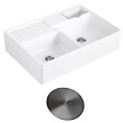 VILLEROY ET BOCH - Evier timbre d'office  Tradition 89,5 x 63 céramique vidage manuel blanc + Cache bonde anthracite - vignette
