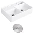 VILLEROY ET BOCH - Evier timbre d'office  Tradition 89,5 x 63 céramique vidage auto blanc + Cache bonde acier massif - vignette