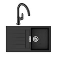 HANSGROHE - Evier 1 bac 840 S52 synthèse noir + robinet de cuisine Vernis Blend M35 210 noir mat - vignette