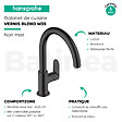 HANSGROHE - Evier 1 bac 840 S52 synthèse noir + robinet de cuisine Vernis Blend M35 210 noir mat - vignette