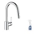 GROHE - Robinet de cuisine avec douchette Feel chromé + nettoyant GrohClean - vignette