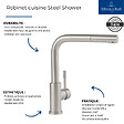 VILLEROY ET BOCH - Robinet cuisine  Steel Shower anthracite + nettoyant - vignette