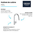 GROHE - Robinet de cuisine avec douchette Feel chromé Quickfix + microfibre - vignette