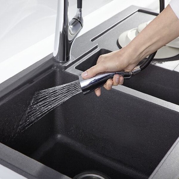 JACOB DELAFON - Mitigeur cuisine Malleco Bec haut inox brossé douchette extractible - large