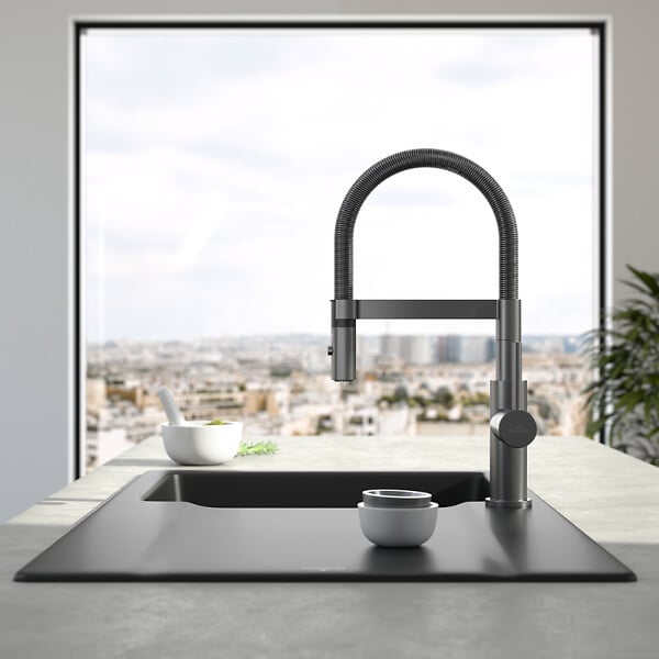 VILLEROY ET BOCH - Robinet cuisine  Steel expert compact anthracite - large