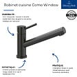 VILLEROY ET BOCH - Robinet cuisine rabattable  Como window anthracite - vignette