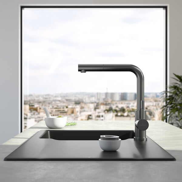 VILLEROY ET BOCH - Robinet cuisine  Steel Shower anthracite - large