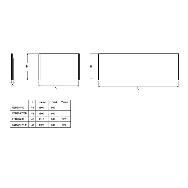 JACOB DELAFON - Tablier frontal pour baignoire rectangulaire 180 x 90 x 60 cm installation angle Blanc - large