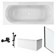 JACOB DELAFON - Pack baignoire droite 170 x 75 Elise + tablier angle + pommeau et mitigeur bain noir Aimé + pare bain noir + vidage - vignette