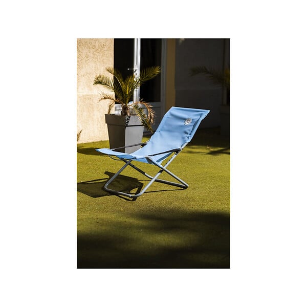 O'SUN - Fauteuil relax de jardin 3 positions pliable - Bleu - Dimensions : 94 x 62 x 102 cm - large