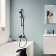 JACOB DELAFON - Pommeau douche 3 jets + mitigeur bain douche mural + barre douche + flexible Aimé noir - vignette