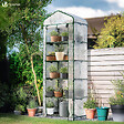 VOUNOT - Serre de jardin avec etageres et bache PE renforcee 135gr/m2 69x49x193cm blanc - vignette