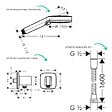 HANSGROHE - Colonne douche thermostatique Ecostat Square Douche de tête Vernis Shape Flexible Metaflex Douchette Vernis Blend chromé - vignette