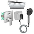 HANSGROHE - Colonne de douche encastrée mécanique Vernis Shape Douche de tête Vernis Shape Flexible Isiflex Douchette Pulsify chromé - vignette