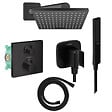 HANSGROHE - Colonne douche thermostatique Ecostat Square Douche de tête Vernis Shape Flexible Isiflex Douchette Pulsify E  noir mat - vignette