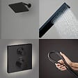 HANSGROHE - Colonne douche thermostatique Ecostat Square Douche de tête Vernis Shape Flexible Isiflex Douchette Pulsify E  noir mat - vignette