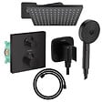 HANSGROHE - Colonne douche thermostatique Ecostat Square Douche de tête Vernis Shape Flexible Designflex Douchette Pulsify noir mat - vignette