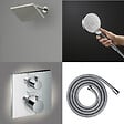 HANSGROHE - Colonne douche thermostatique Ecostat Square Douche de tête Vernis Shape Flexible Metaflex Douchette Crometta chromé - vignette