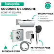 HANSGROHE - Colonne douche thermostatique Ecostat Square Douche de tête Vernis Shape Flexible Designflex Douchette Pulsify chromé - vignette