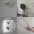 HANSGROHE - Colonne douche thermostatique Ecostat Square Douche de tête Vernis Shape Flexible Isiflex Douchette Pulsify chromé - vignette