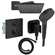 HANSGROHE - Colonne douche thermostatique Ecostat Square Douche de tête Vernis Flexible Isiflex Douchette Vernis Blend noir - vignette