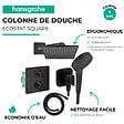 HANSGROHE - Colonne douche thermostatique Ecostat Square Douche de tête Vernis Flexible Isiflex Douchette Vernis Blend noir - vignette