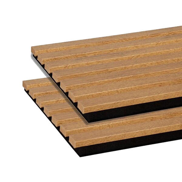 FORESTEA - Lot de 2 Panneaux tasseaux bois MDF acoustic décor  chêne bronze sur feutrine noire 2600x300x17mm PEFC 70% - large