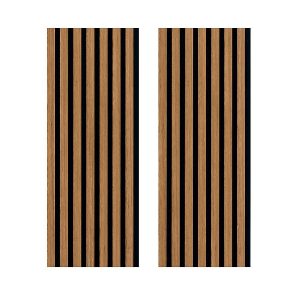 FORESTEA - Lot de 2 Panneaux tasseaux bois MDF acoustic décor  chêne bronze sur feutrine noire 2600x300x17mm PEFC 70% - large