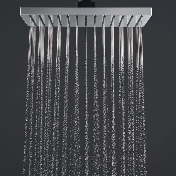 HANSGROHE - Colonne de douche ou bain douche sans mitigeur Vernis Shape 230 EcoSmart chromé + tablette AddStoris - large
