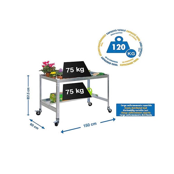 SIMON RACK - Table de préparation jardinage Simon Rack Desk mobile 150x60cm galvanisé SIMONRACK - large