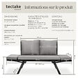 TECTAKE - Canapé lounge en rotin SINTRA 2-en-1 gris clair/noir - vignette