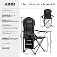 TECTAKE - Chaise de camping rembourrée pliable MTX noir - vignette