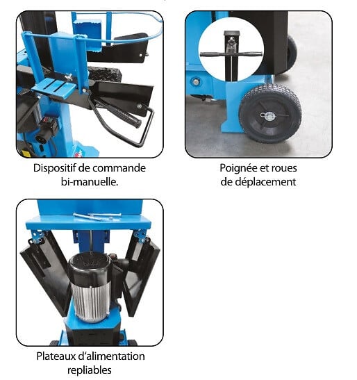 LEMAN - Fendeuse à  bûche Leman LOFEV083 verticale 8T 3500W avec 2 roues D180mm - large