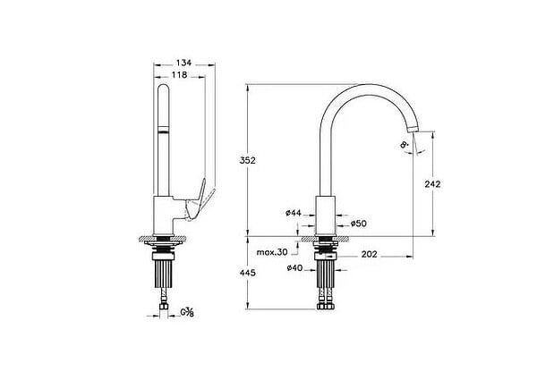 VITRA - Mitigeur de cuisine bec haut cartouche C3 éco - VITRA - A43407ENG - large