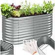 TECTAKE - Carré potager au volume généreux structure en acier galvanisé argent 160 x 80 x 80 cm protection des bords montage rapide - vignette