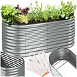 TECTAKE - Carré potager 200 x 100 x 80 cm au volume généreux galvanisé résistant aux intempéries argent y compris les gants - vignette